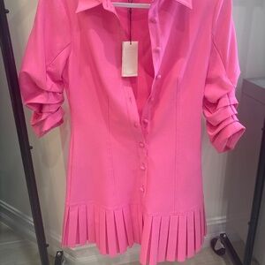 Cinq à Sept Vibrant Pink Button-Down Mini Dress